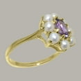 thumbnail image 3 of LBG British Made 10k Yellow Gold Natural Amethyst & Cultured Pearl Womens Statement Ring - 33 size options - Size 4.25, 3 of 6
