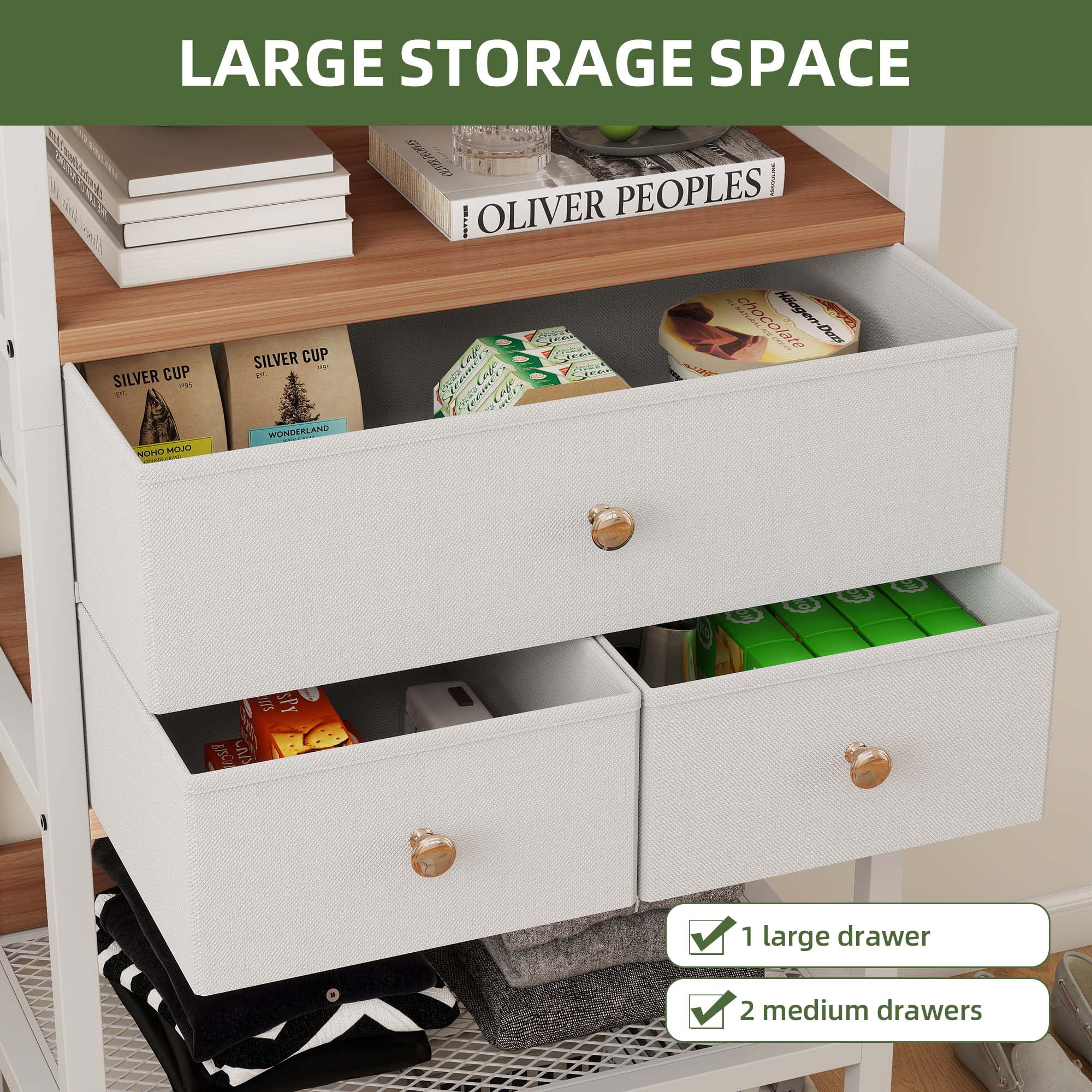 Uforic Closet System,Clothes Rack with 3 Drawers, Heavy Duty Garment Rack for Cloakroom Bedroom, White