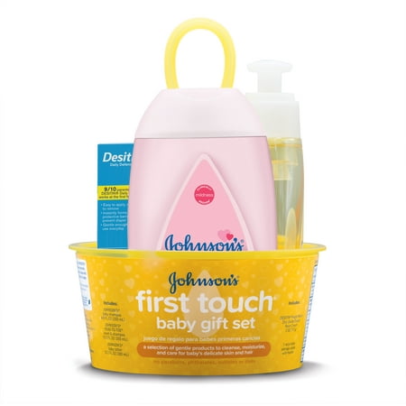 Johnson's First Touch Gift Set, Baby Bath & Skin Products, 5 (The Best Baby Skin Care Products)