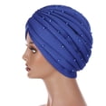 thumbnail image 2 of GreatBaby Ladies' Fashion Solid Color Nail Bead Headband Hat Muslim Headband Hat Spring summer For Daily Wear Functional and Stylish Choice(Blue,Free Size), 2 of 2