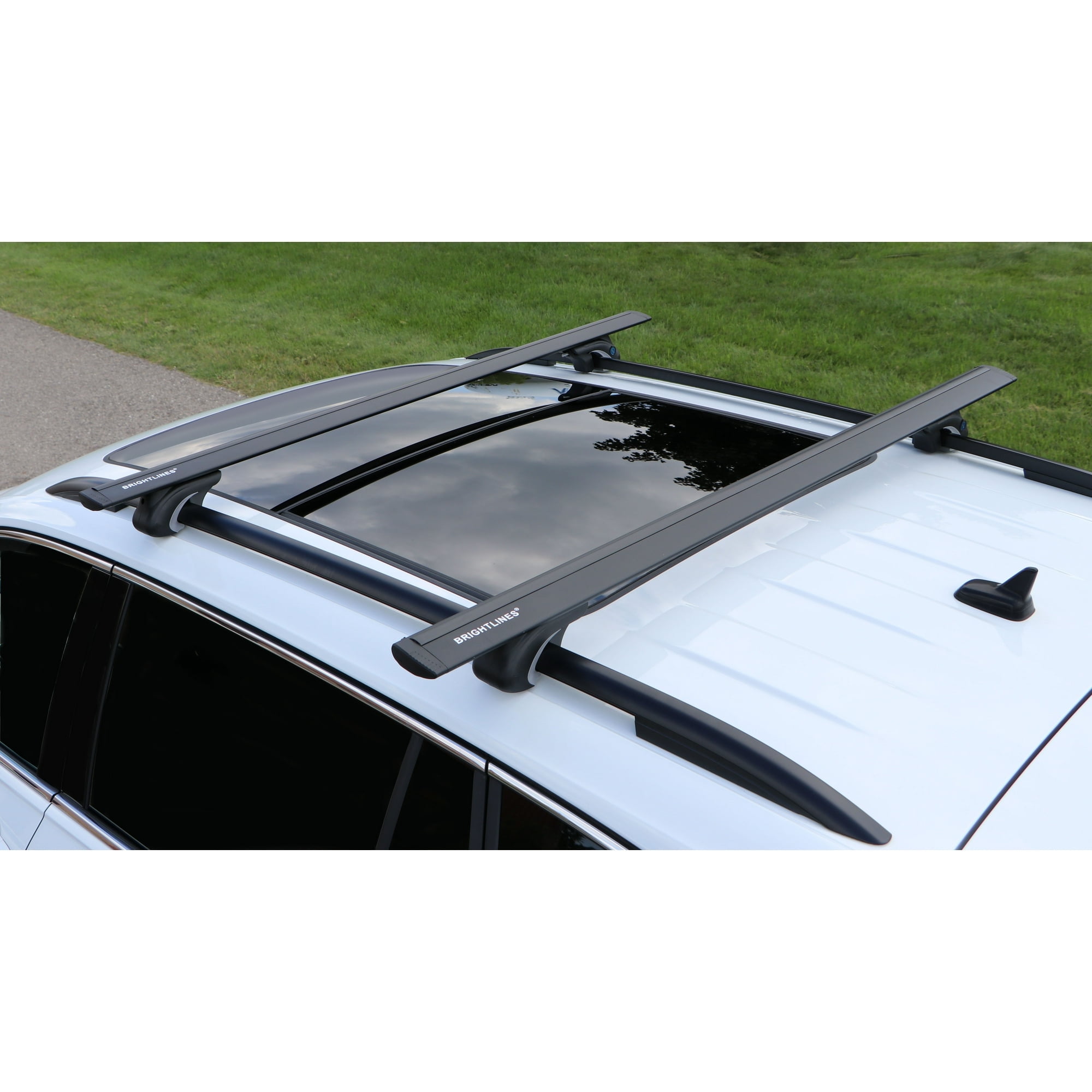 BrightLines All Black Heavy Duty 220 lbs Wing Shaped Crossbars Roof Racks Compatible with 2019-2025 Honda Passport for kayak luggage ski bike carrier, a Set of 2
