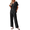 Black, variant on Ekouaer Women's 100% Cotton Pajamas Set Short Sleeve Button Down Pjs 2 Piece Soft Sleepwear with Long Pants Lounge Set