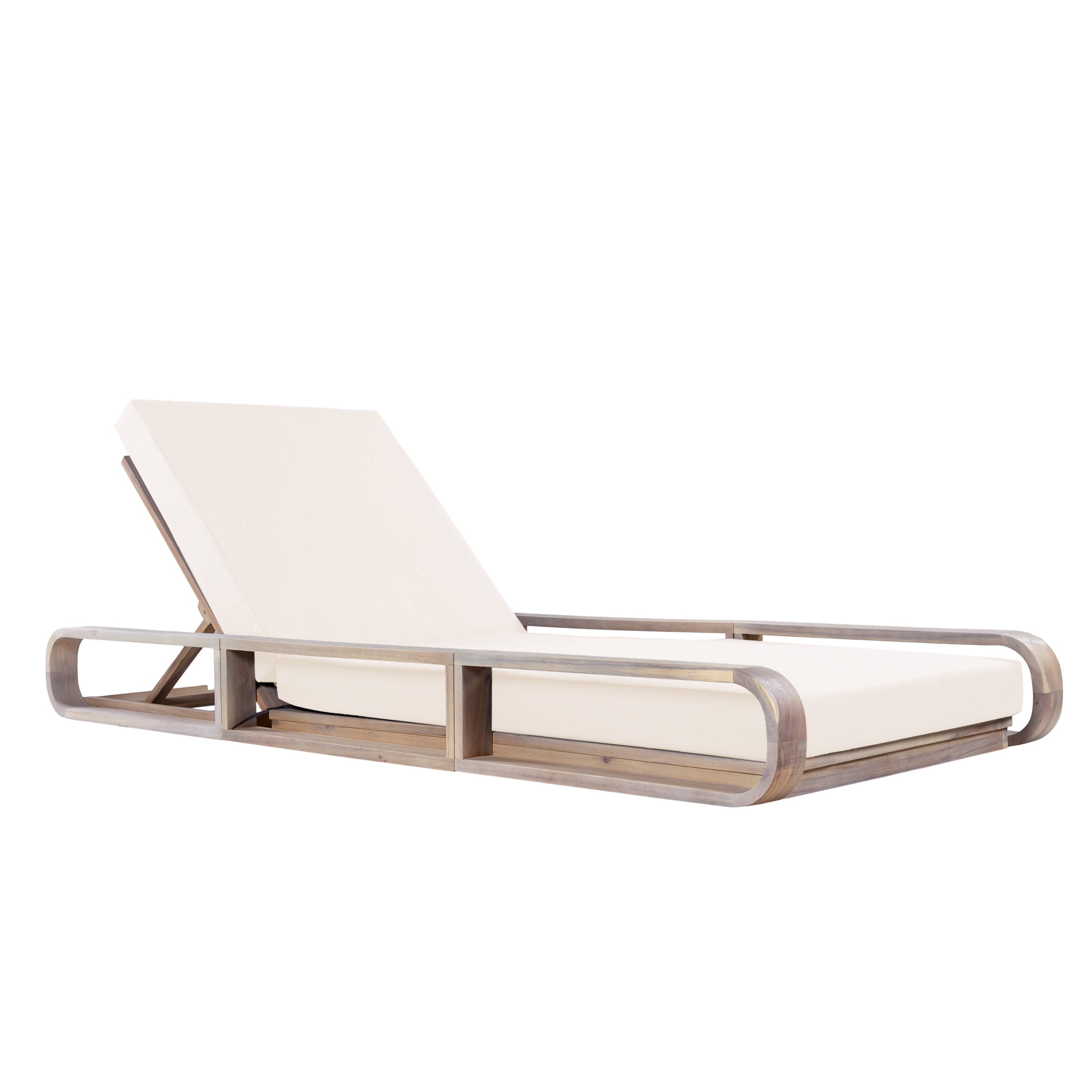 Christopher Knight Home 79" Outdoor Chaise Lounge Set with 4" Water-Resistant Cushion, Light White + Cream