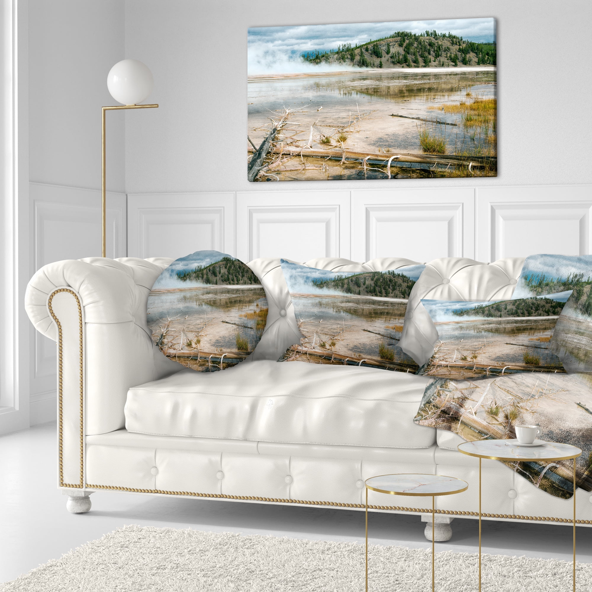 Designart Grand Prismatic Spring - Landscape Photography Throw Pillow - 12x20