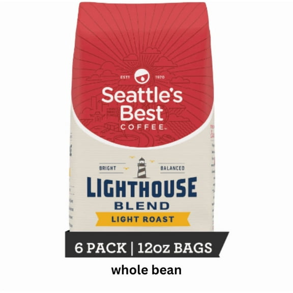 Seattle's Best 12oz Lighthouse Blend Light Roast Whole Bean Coffee (6pack)