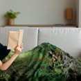 thumbnail image 3 of Forest Soft Flannel Fleece Throw Blanket, Rain Woodland Scenery River in the North Forest in the Early Morning Humid Fog Print, Cozy Plush for Indoor and Outdoor Use, 50" x 70", Green, by Ambesonne, 3 of 5