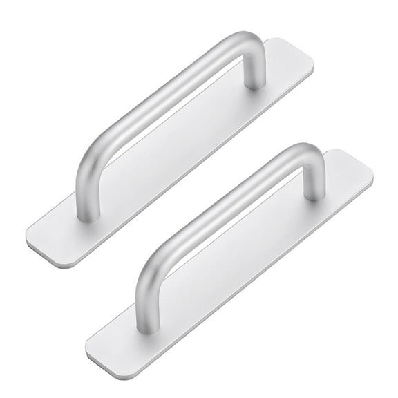 TOP-MAX 2pcs Self-Adhesive Door Handle Aluminium Alloy Door Handle for Shower Rooms Bathroom Bedroom Silver Small