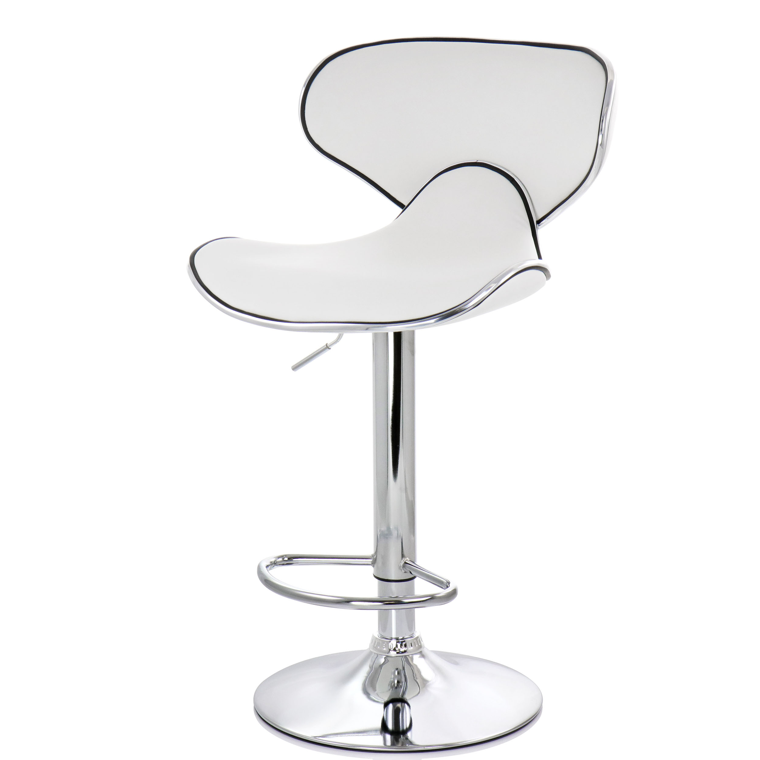 Elama 2 Piece Faux Leather Adjustable Bar Stool in White with Chrome Base