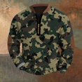 thumbnail image 3 of Men's Fashion Casual Half Zip Camouflage Sweatshirt, Loose Fit Long Sleeve Hoodie, Military Style Streetwear for Outdoor, Christmas, Fall Winter, Hiking and Camp,Army Green,L, 3 of 7