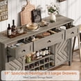 thumbnail image 4 of 59"Farmhouse Buffet Cabinet with Sliding Barn Door, with 3 Drawer, Removable Wine Rack, with Adjustable Shelf for for Dining Room, Kitchen,Gray, 4 of 8