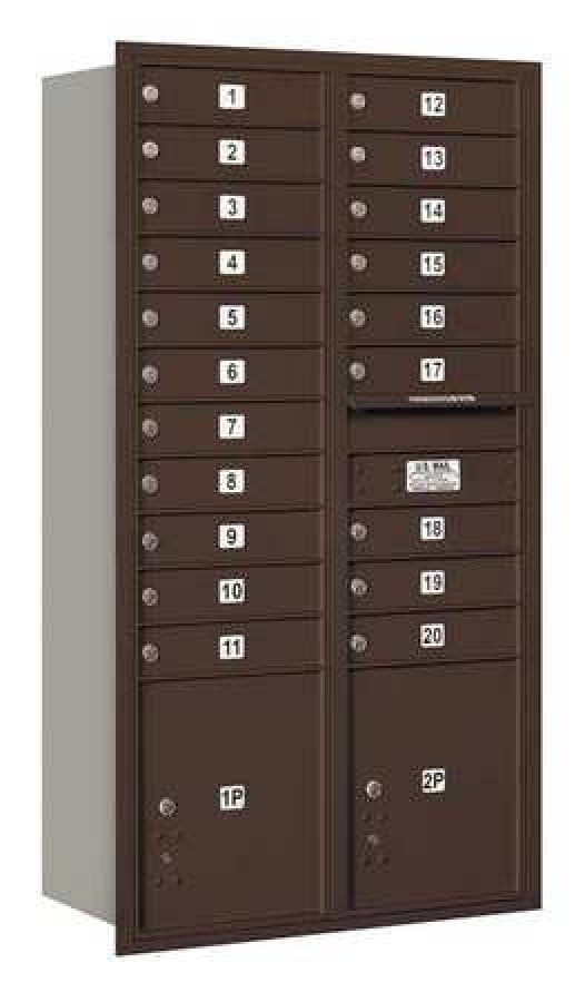 4C Horizontal Mailbox - Maximum Height Unit - Double Column - 20 MB1 Doors - Bronze - Rear Loading - USPS Access