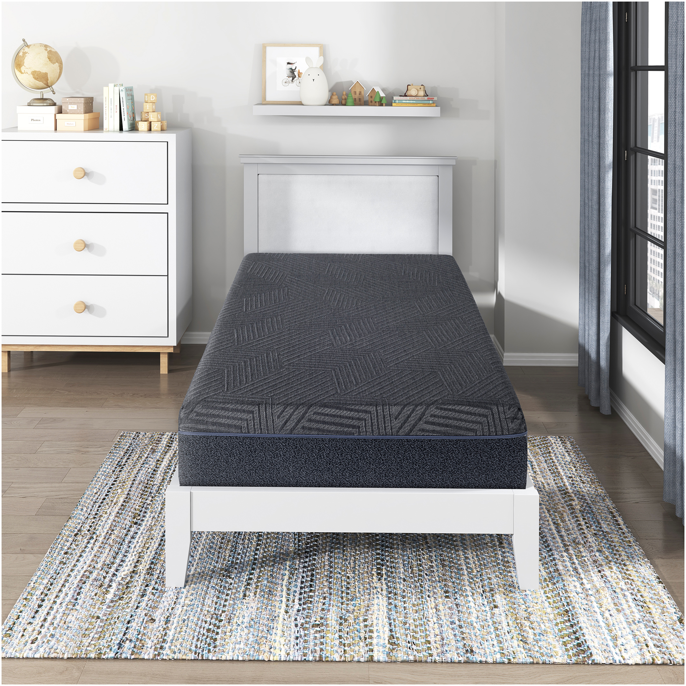 JERFIT 11 Inch Twin Mattress, Dark Gray Green Tea Memory Foam Mattress in a Box, Medium Firm Bed Mattress with CertiPUR-US Certified Foam for Cool Sleep Pressure Relief