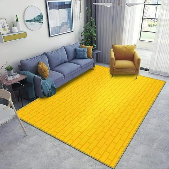 Yellow Brick Tile Area Rug, Non Slip Noise Reduction Accent Rug, Machine Washable Durable Carpet For Indoor Bedroom Living Room Office Decor Rug 2x3ft