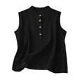 thumbnail image 4 of Lumtrix Linen Tank Tops For Women Cotton Summer Shirts Sleeveless Flowy Beach Vacation Tops Boho Casual Loose Fit Clothes Black S, 4 of 4