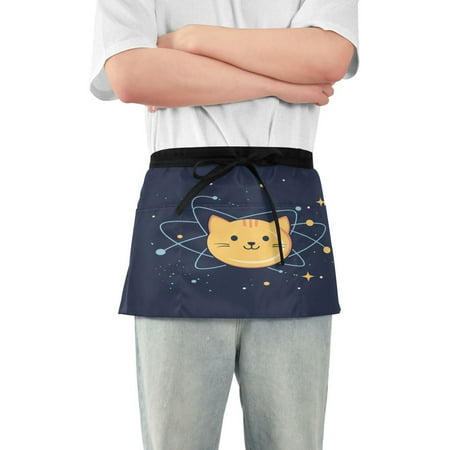 

Yayeee Waist Apron with Pockets for Cooking Waterproof Half Server Aprons Orange Cat Planet