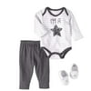 Bon Bebe Newborn Baby Boy Bodysuit, Pants & Sneaker, 3pc Outfit Set