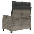thumbnail image 3 of vidaXL Reclining Garden Bench with Cushions Grey Poly Rattan, 3 of 5