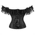 thumbnail image 3 of Grebrafan Corset Rockabilly Women Lace Off Shoulder Bustier Black 3XL, 3 of 5