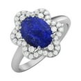 thumbnail image 2 of 8x6mm Oval Shape Natural Lapis 925 Sterling Silver Engagement Women Mother's Day Gift Ring, 2 of 4