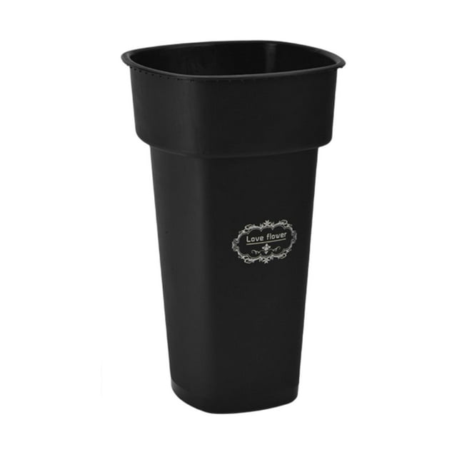 Cubo de flores para arreglos florales secos, contenedor para decoración de centros de mesa Negro con texto