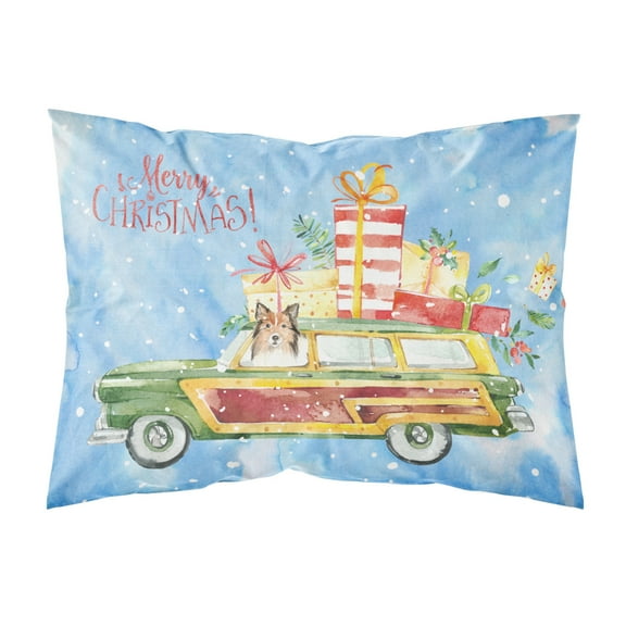 Carolines Treasures CK2421PILLOWCASE Merry Christmas Sheltie Fabric Standard Pillowcase Standard multicolor