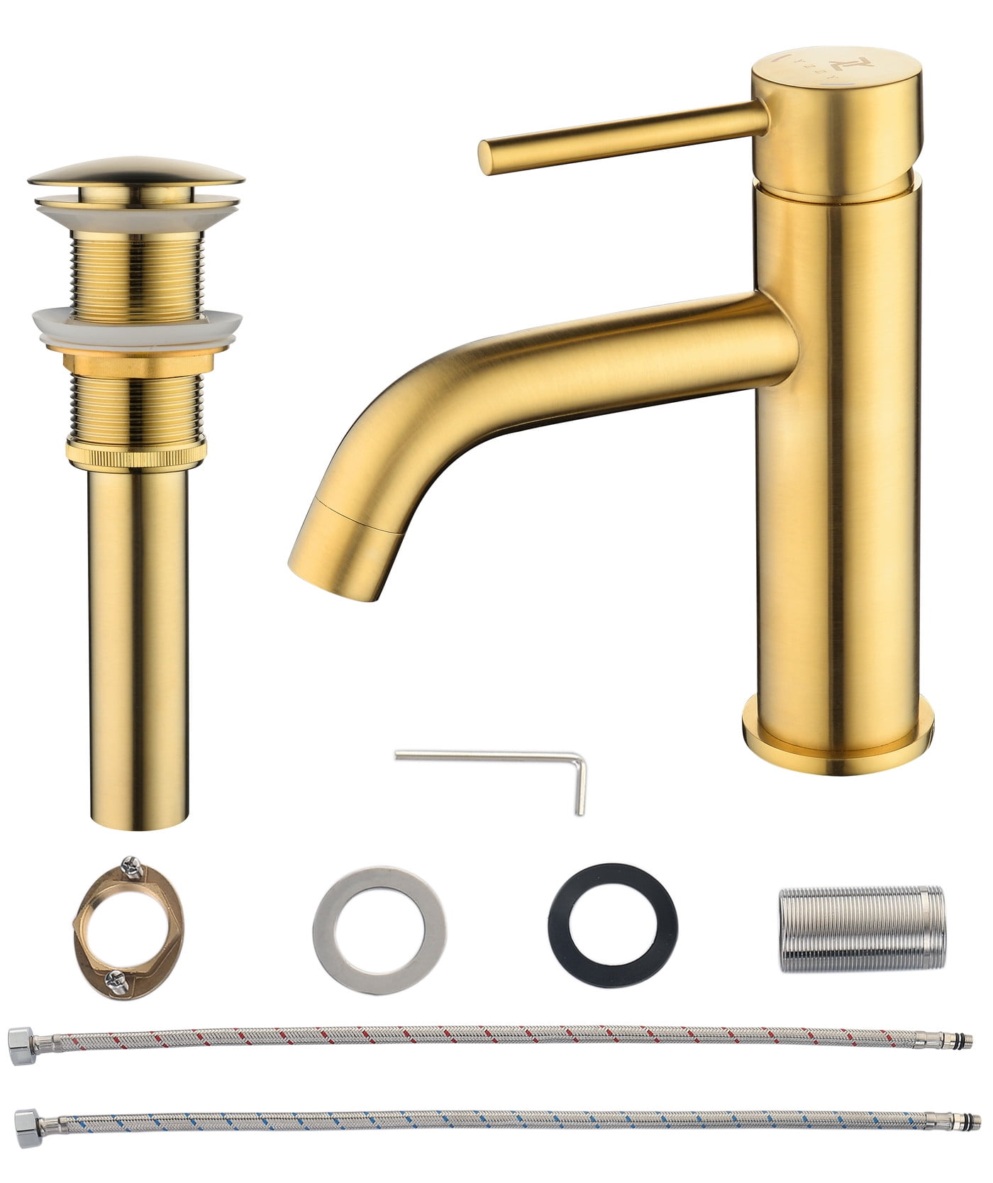 yon.mam ページ YZZY Brass Bathroom Faucet Brushed Gold Single Hole Vanity