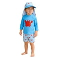 thumbnail image 4 of Boys Swimwear 3 Piece Rash Guard Swim Shirt Trunks Hat Cartoon Print Beach Outfit Clothes, 4 of 5