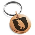 thumbnail image 1 of Stainless Steel Bear Ferocity Coat of Arms Shield Engraved Small Medallion Circle Charm Keychain Keyring, 1 of 1