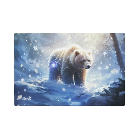 

Placemats Set of 6 Snowy Bear Snowflakes Place mats for Dining Table Indoor/Outdoor Cute Heat Resistant Washable Table Mats(18 x 12 )