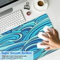 thumbnail image 4 of "Non-Slip Rubber Base Gaming Mouse Pad XL - Japanese Blue and White Wave Design, Stitched Edges - Extended Large Mice Pad for Gamers, 31.5 X 11.8 Inch", 4 of 7