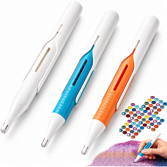 3 Pack Automatic Diamond Painting Pen, No Wax Pickup Applicator for Diy Rhinestone Art, Diamond Art Craft Tool for Round Drills, Multicolor