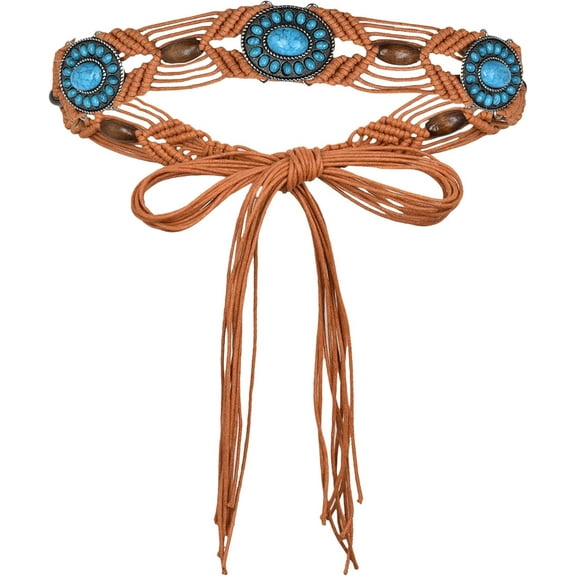 YooGuoGuo Women's Waist Belt Adjustable Boho Style Handwoven Tassel Rope Tie with Wooden Beads Braided Chain for Dress