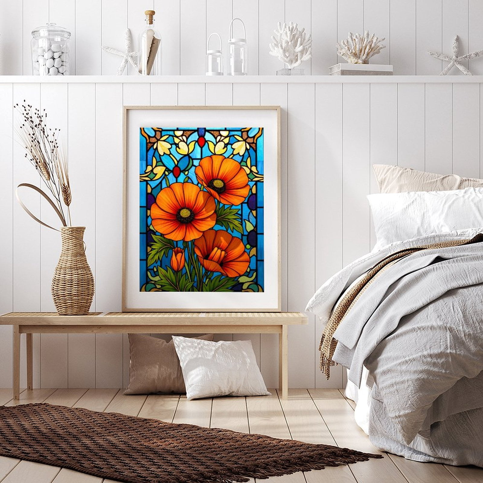 Diamond Art Kit for Adults, Stained Glass Floral Vibrant Window Diamond Painting for Adults Beginners, DIY Diamond Art Painting Kits, 5D Diamond Painting Crafts for Home Decor 12x16 Frameless