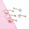 thumbnail image 6 of PONPRNGY 5pcs Sparkly Round Heart Square Star Cubic Zirconia Curved Barbell Belly Button Rings Navel Ring, 6 of 6
