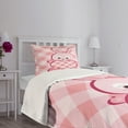 thumbnail image 3 of Ambesonne Cartoon Quilted Bedspread Set 2 Pcs, Diamond Shape Bunny Heart, Twin Size, Pale Pink Magenta Rose, 3 of 5