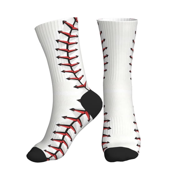 Men's White Baseball Novelty Athletic Socks Women's Digital Printing Funky Patterned Crew Socks