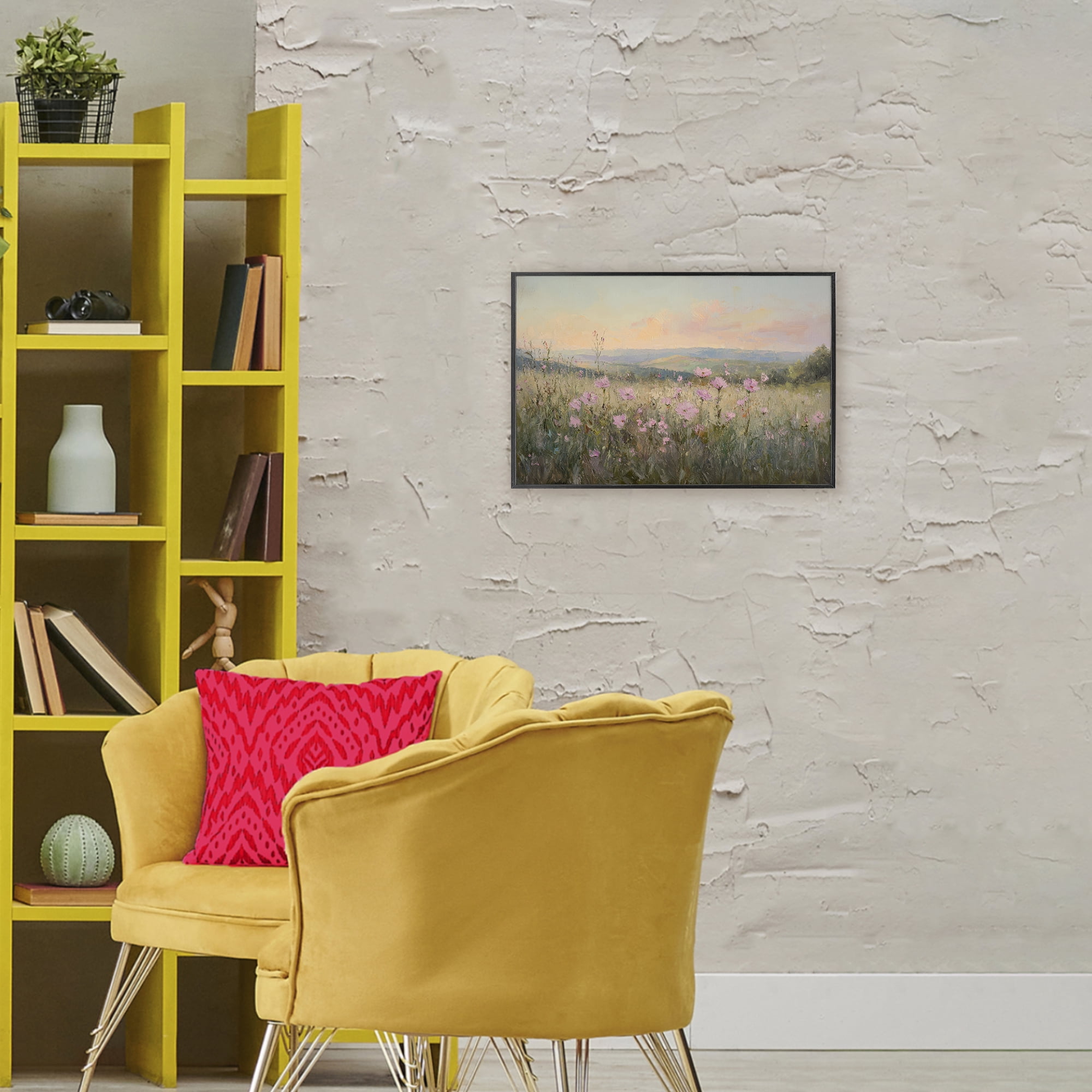 Stupell Industries Tranquil Meadow At Dawn Black Framed Giclee Art, design by Petal Prints Design