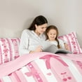 thumbnail image 5 of Castle Fairy Kawaii Bow 2Pcs Bedding Comforter Set for Kids Children Girls,Cute Cherry Love Heart Twin Comforter Sets,Geometric Stripes Breathable Bedding Set,Lightweight Room Decor, 5 of 8