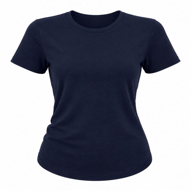 Playera Simply Basic para Mujer, Manga Corta Escote Redondo Marino Talla EG