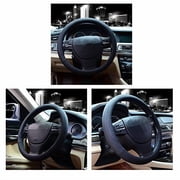 Valleycomfy Microfiber Leather Steering Wheel Cover Universal 15 inch (Black)