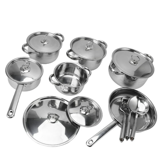 Set de sartenes de ollas de acero inoxidable, juego de utensilios de cocina de cocina fácil de limpiar para el hogar