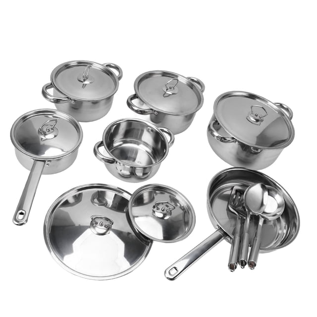 Set de sartenes de ollas de acero inoxidable, juego de utensilios de cocina de cocina fácil de limpiar para el hogar