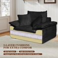 thumbnail image 4 of 47" Oversized Chaise Lounge Chair Indoor, Holaki Fluffy Corduroy Upholstered Springs Sofa Bed with Ottoman & Pillows, Modern Comfy Cloud Sofas Couches for Living Room, Bedroom, Black, 4 of 9