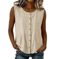 thumbnail image 3 of Linen Cotton Button Tank Top For Women Sleeveless Relaxed Fit Summer Casual Wear Versatile Lightweight Breathable Everyday Top, 3 of 8