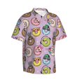 thumbnail image 2 of Balery Cute Donuts Print Men's Hawaiian Shirts Short Sleeve Beach Shirt Relaxed Fit Vacation Button Down Shirts-, 2 of 9