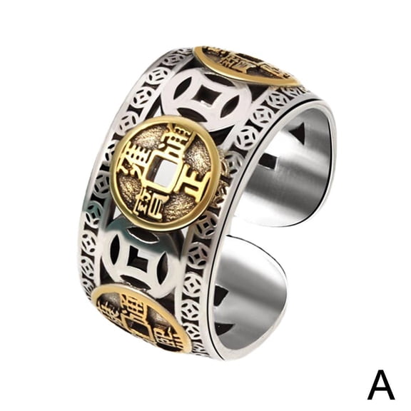Vintage Ethnic Five Emperors Money Coin Rings For Mens and Womens Good Y3G6 Lucky Jewelry Gifts Adjustable Finger