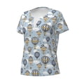 thumbnail image 2 of Naloa Balloon Vintage Print T-Shirts Short Sleeve V Neck Tees for Women Fashion Tops Trendy Lightweight Soft Casual Summer Outfits Clothes, 2 of 5