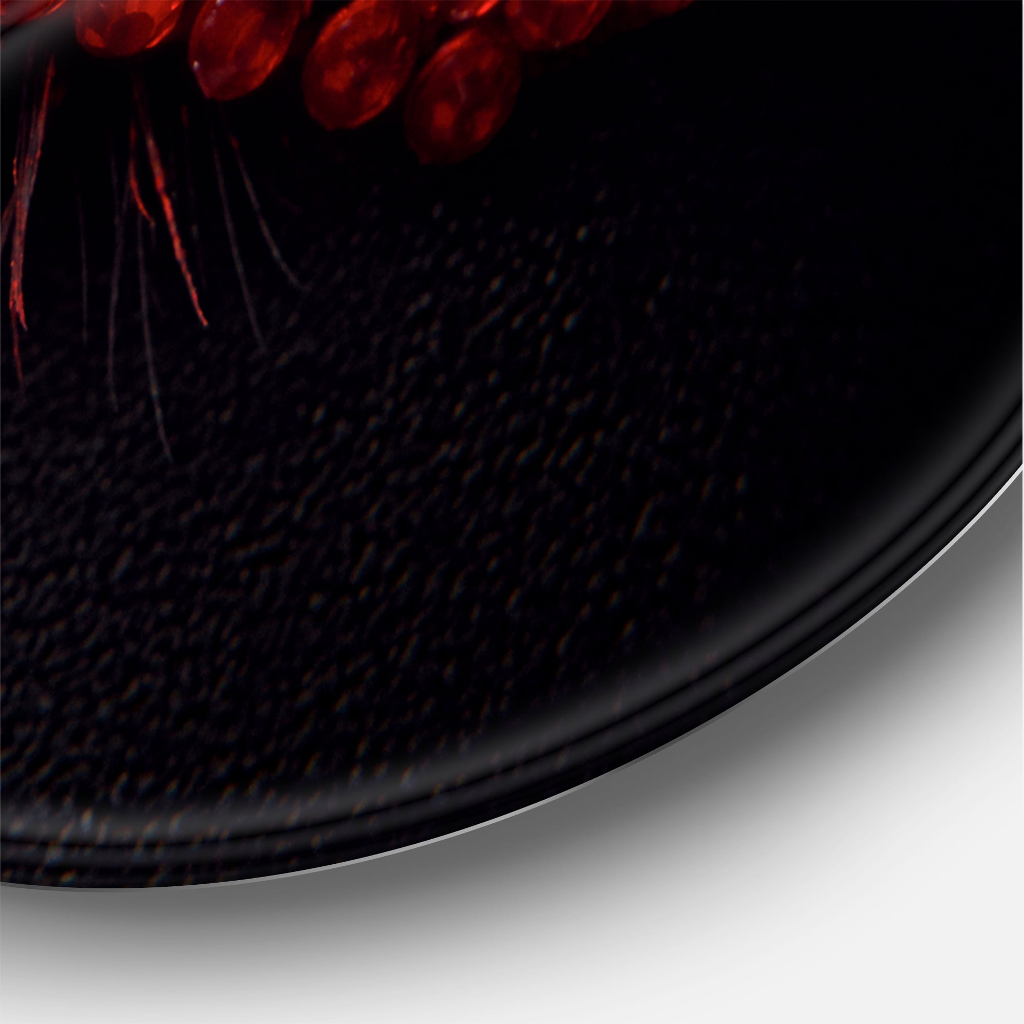 Designart 'Beautiful Black Skin Female Eye With Red Diamonds' Modern Circle Metal Wall Art 29x29 - Disc of 29