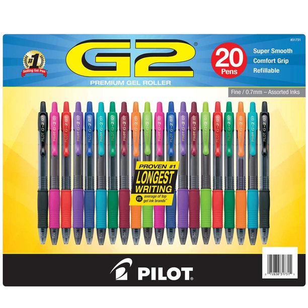 Pilot G2 Gel Pens Assorted Colors, 20pack