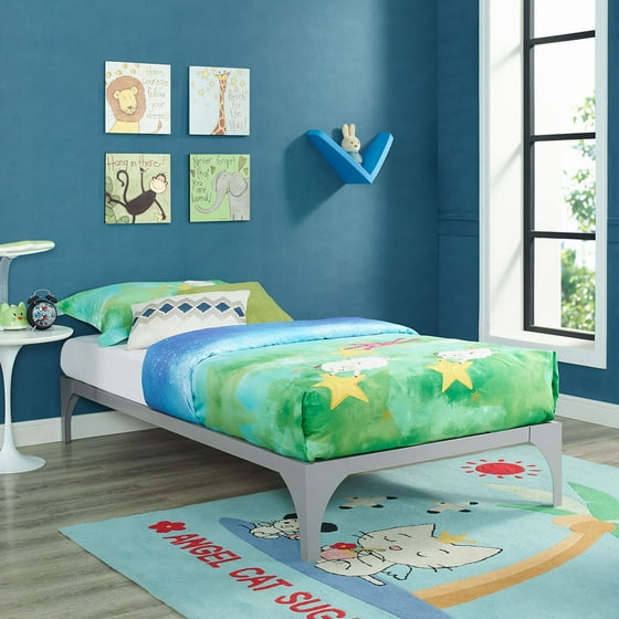 Modway Ollie Kids Twin Steel Platform Bed Frame, Multiple Colors